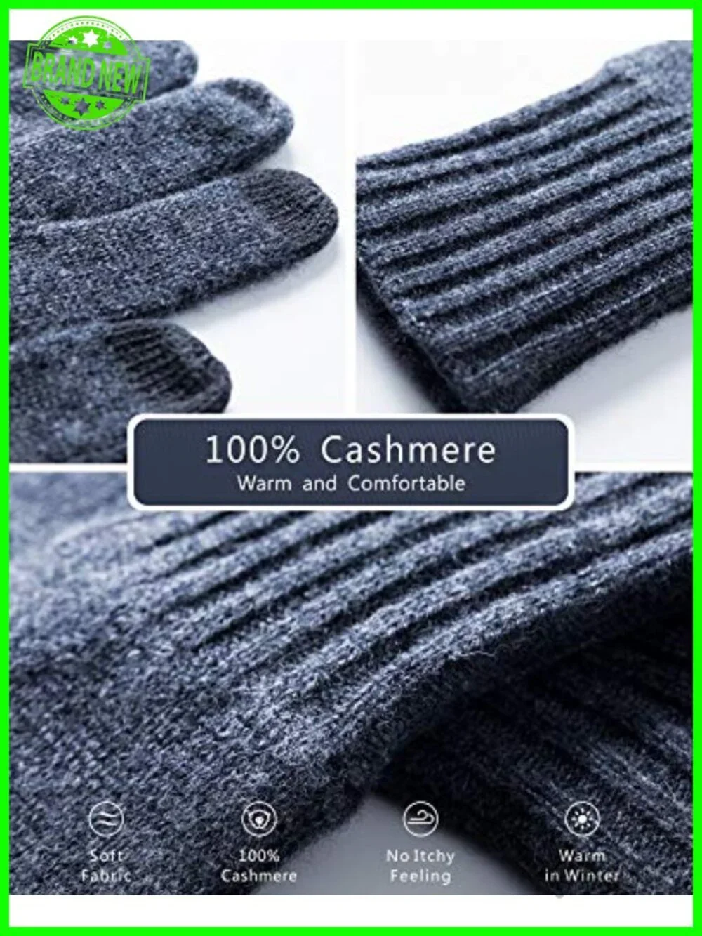 100% Cashmere Touch Screen Winter Gloves with Gift Box, Snag Resistant,